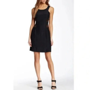 AMANDA UPRICHARD Revolve Silk Mesh Panels Sleeveless Black Sheath Dress Large